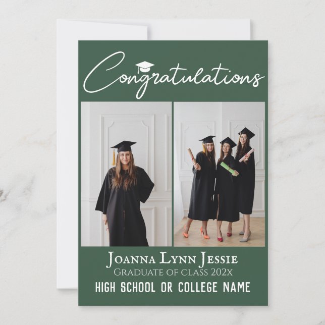 Personalized Congratulations script Graduate Photo Card (Front)
