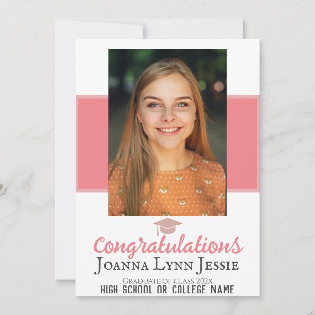 Personalized Congratulations script Graduate Photo Card (Front)