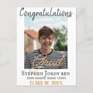 Personalized Congratulations script Graduate Photo Holiday Postcard