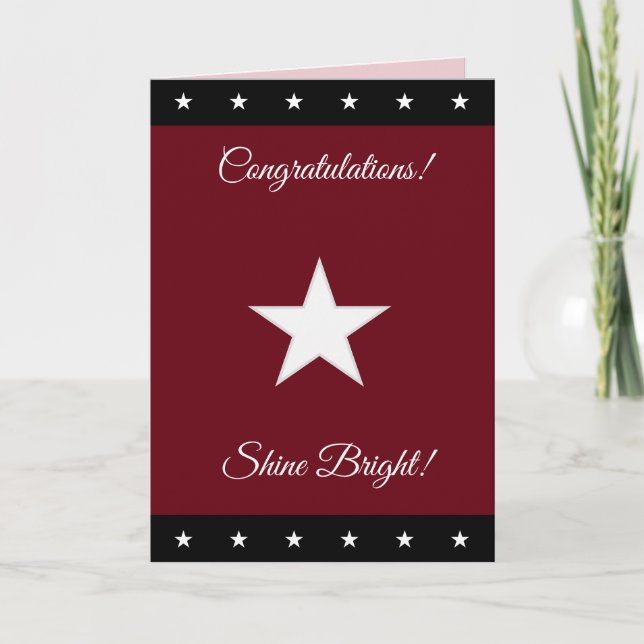 Personalized Congratulations Shine Bright Star Car Card (Front)