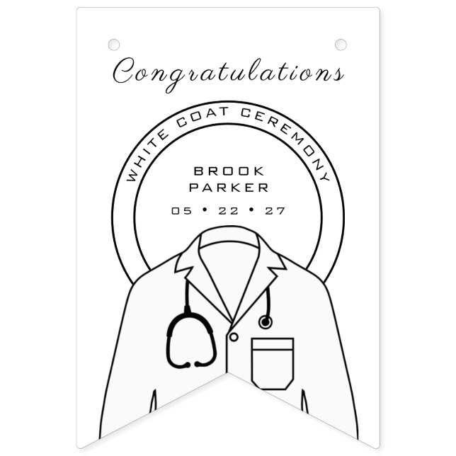 Personalized Congratulations White Coat Ceremony  Bunting Flags (Sixth Flag)