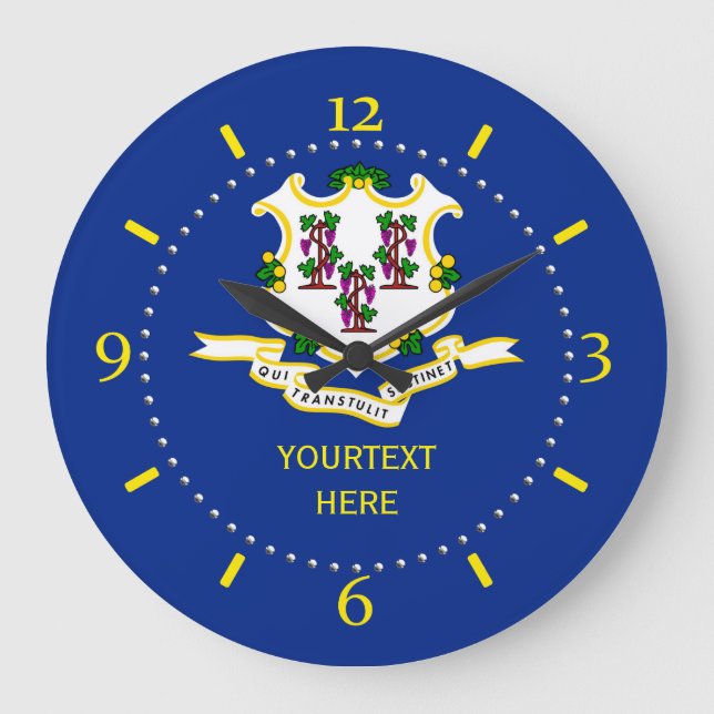 Personalized Connecticut State Flag Design on Large Clock (Front)