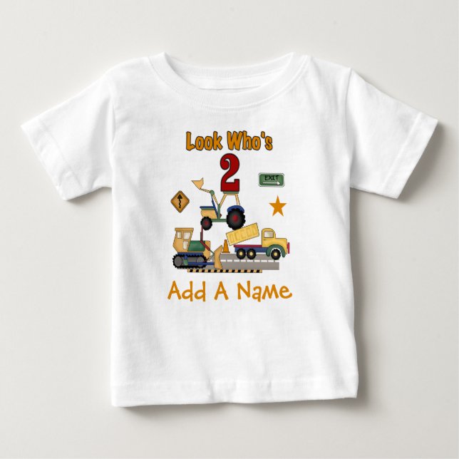 Personalized Construction 2nd Birthday T-shirt (Front)