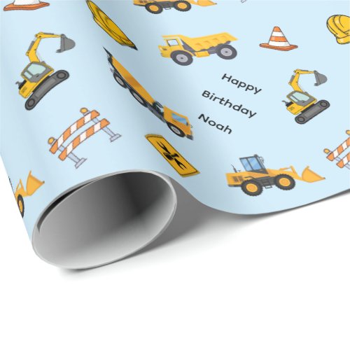 Personalized Construction Birthday Wrapping Paper