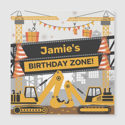 Personalized Construction Birthday Zone Design (Front)