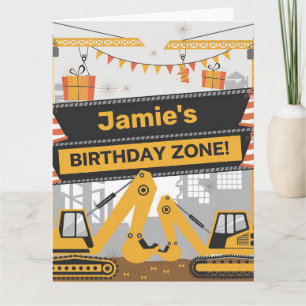 Personalized Construction Birthday Zone Design Card