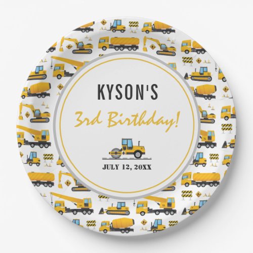 Personalized Construction Dump Truck Birthday Paper Plates