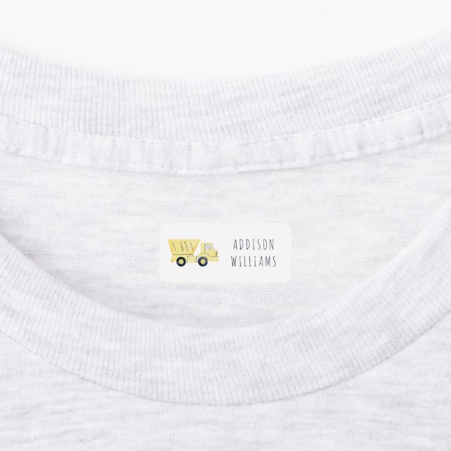Personalized Construction Dump Truck Clothing Kids' Labels (Affixed)