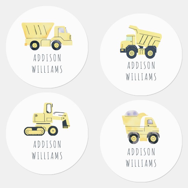 Personalized Construction Dump Truck Labels (Group)