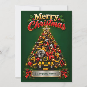 Personalized Construction Equipment Christmas Tree Holiday Card