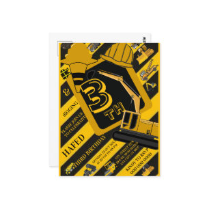 Personalized construction for children's birthdays postcard