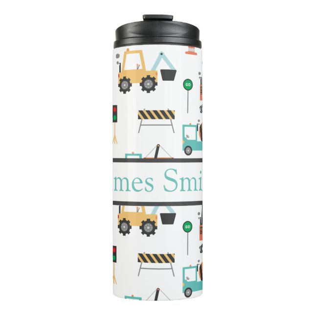Personalized construction kids drink tumbler (Front)