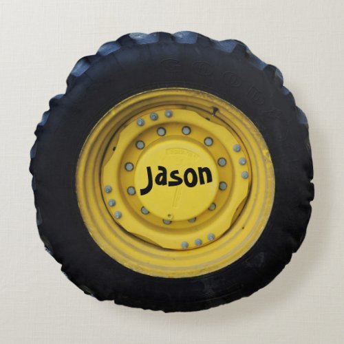 Personalized Construction Tire Round Pillow