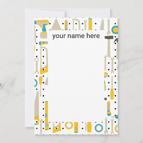 Personalized Construction Tools Notecards