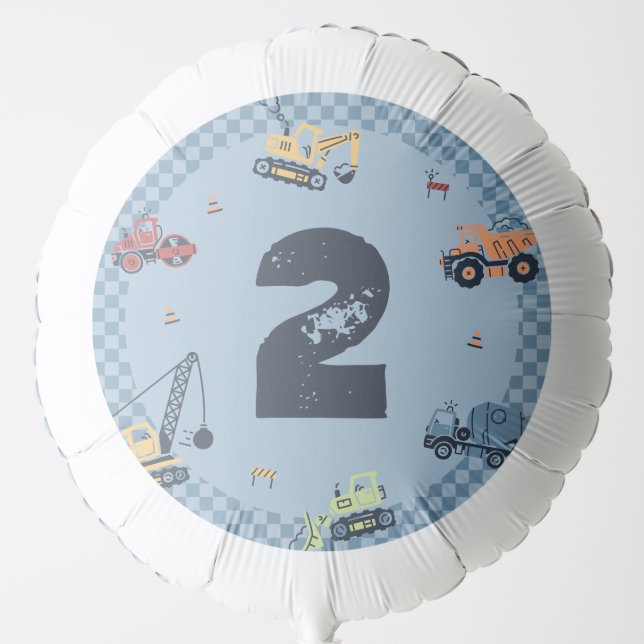 Personalized Construction Truck Birthday Party Balloon (Front)