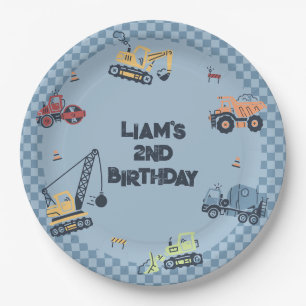 Personalized Construction Truck Birthday Party Pla Paper Plates