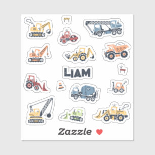 Personalized Construction Truck Die-Cut Stickers
