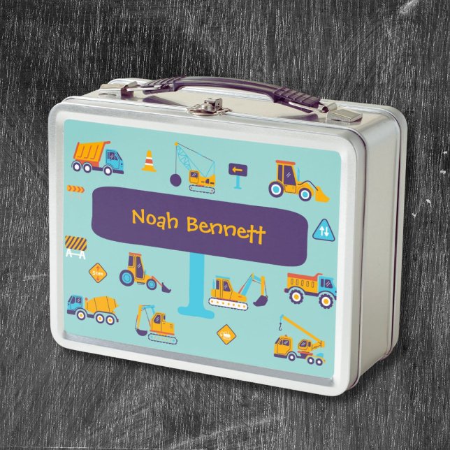 Personalized Construction Vehicle Metal Lunch Box (Personalized Construction Vehicle Metal Lunch Box
)
