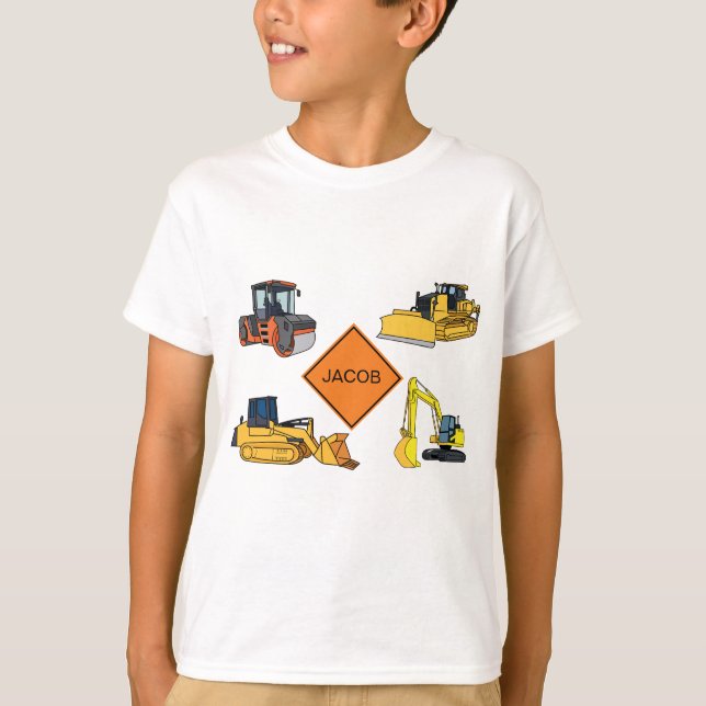 Personalized Construction Vehicles Illustrations  T-Shirt (Front)
