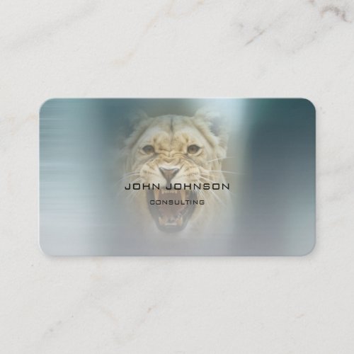 Personalized Consulting Lion Blue Metallic Steel Business Card