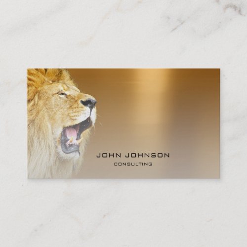 Personalized Consulting Lion Gold Metallic Steel Business Card