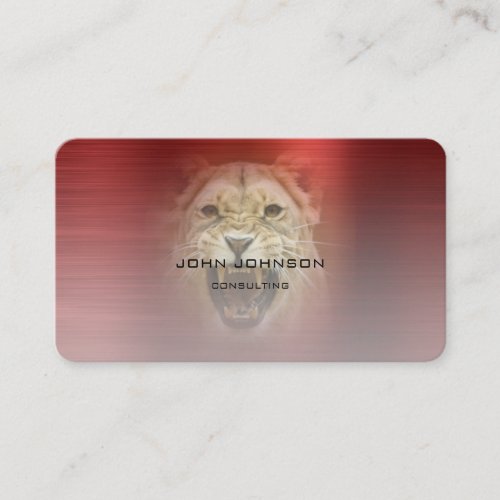 Personalized Consulting Lion Red Metallic Steel Business Card