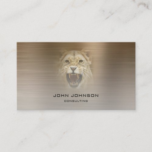 Personalized Consulting Lion Sepia Metallic Steel Business Card
