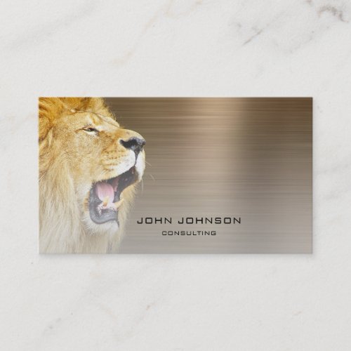 Personalized Consulting Lion Sepia Metallic Steel Business Card