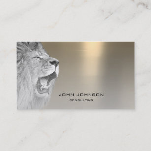 Personalized Consulting Lion Silver Sepia Steel Business Card