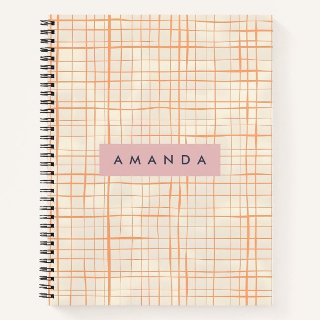 Personalized Contemporary Peach Line Art Notebook (Front)
