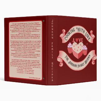 Personalized Cookbook Binder, Cooking With Love. 3 Ring Binder