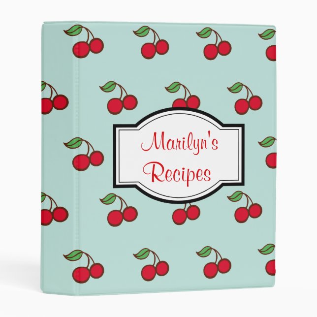 Personalized Cookbook Cherry Recipe Binder Gift (Front/Spine)