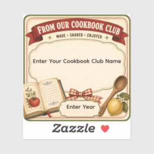 Personalized Cookbook Club Recipe Swap Custom Name Sticker
