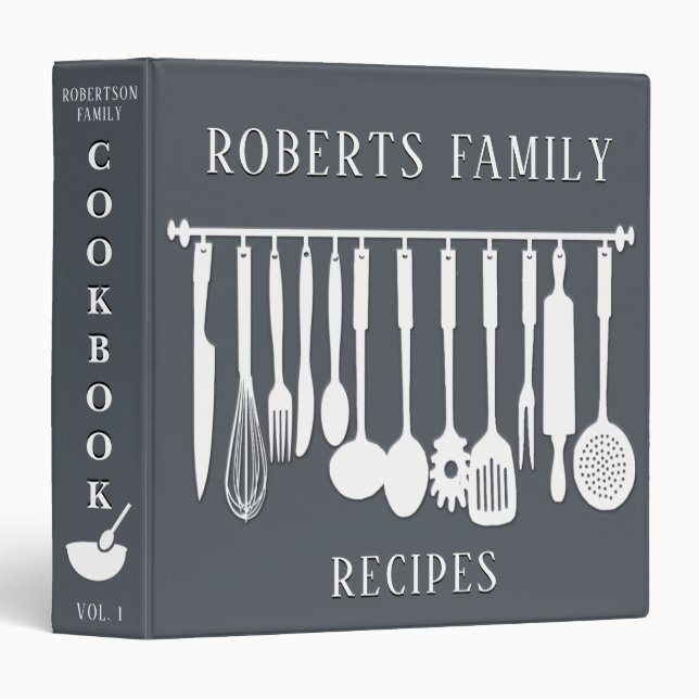 Personalized Cookbook for Recipes 3 Ring Binder (Front/Spine)