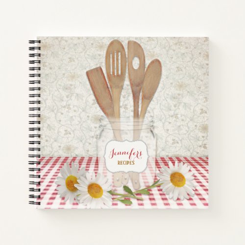 Personalized Cookbook for Recipes Red Checkered Notebook