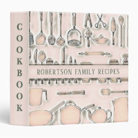 Personalized Cookbook for Recipes Vintage Classic 3 Ring Binder