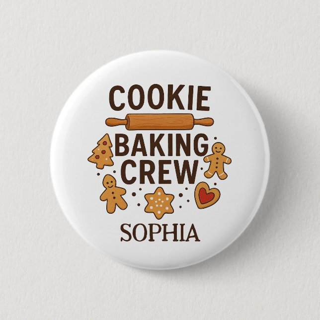 Personalized Cookie Baking Crew – Custom Name Button (Front)