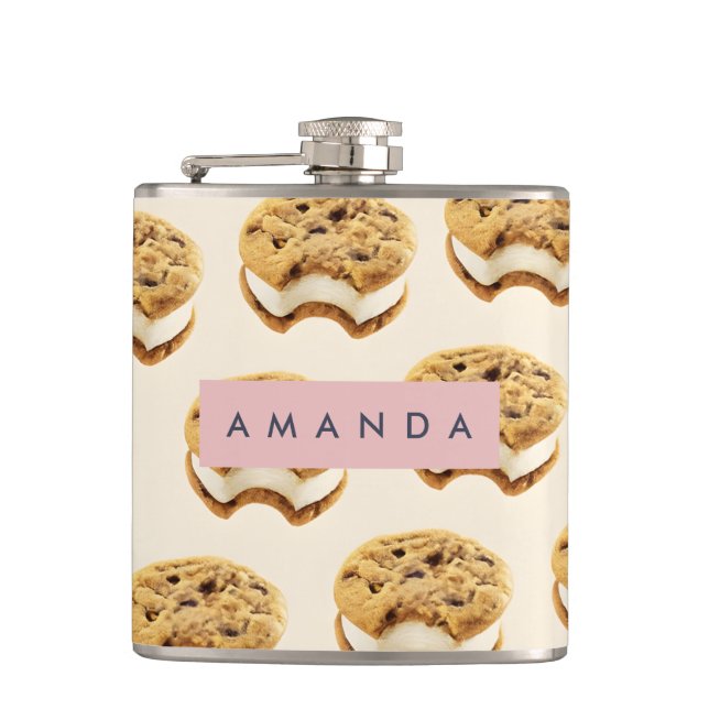 Personalized Cookie Ice Cream Sandwich Pattern Flask (Front)