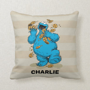 Personalized Cookie Monster Crazy Cookies Throw Pillow