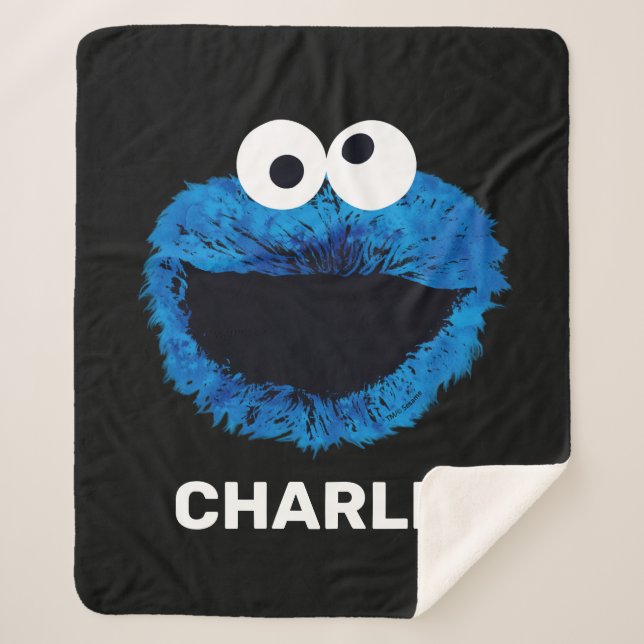 Personalized Cookie Monster | Watercolor Trend Sherpa Blanket (Front)