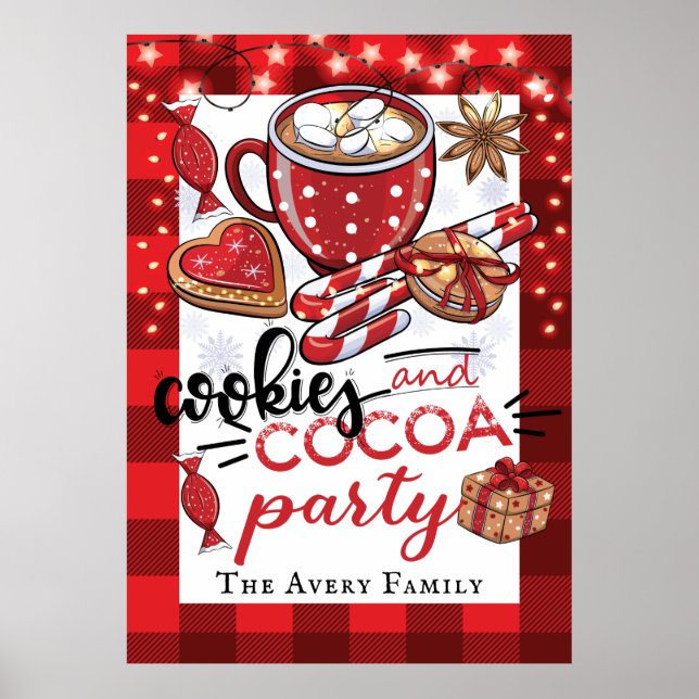 Personalized Cookies and Cocoa Christmas Party  Poster (Front)