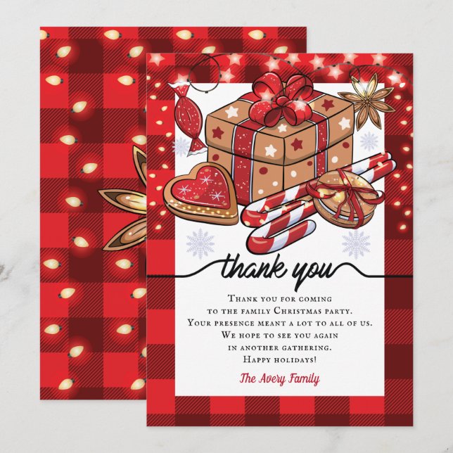 Personalized Cookies and Cocoa Christmas Party Thank You Card (Front/Back)