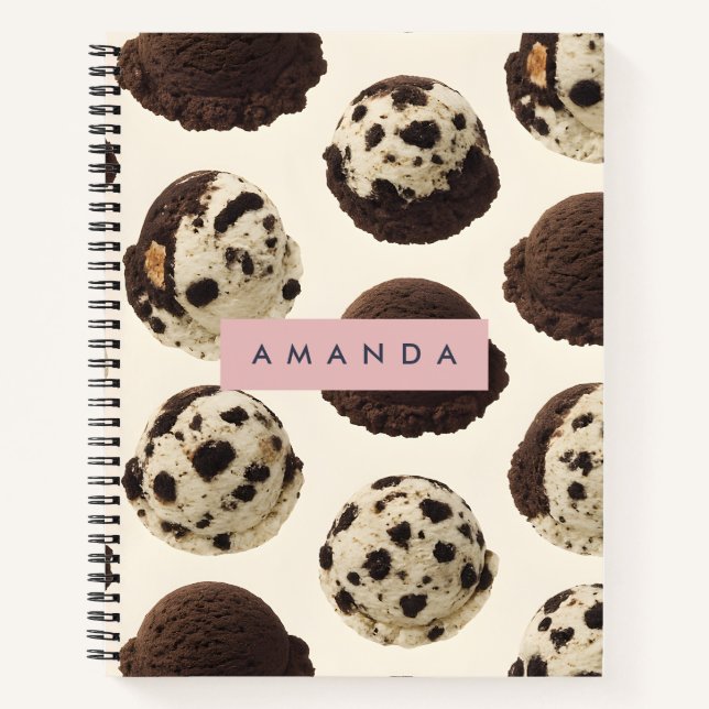 Personalized Cookies & Cream Ice Cream Pattern Notebook (Front)