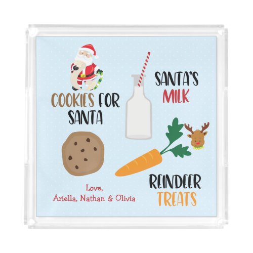 Personalized Cookies For Santa Plate Acrylic Tray