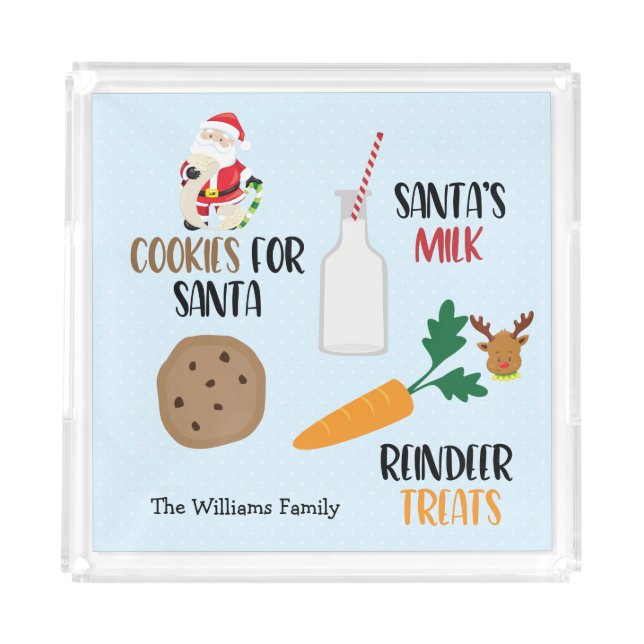 Personalized Cookies For Santa Plate Acrylic Tray (Front)
