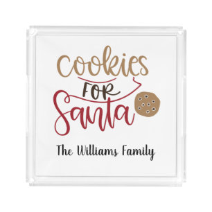 Personalized Cookies For Santa Plate Acrylic Tray