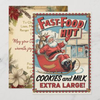 Personalized Cookies Milk Funny Vintage Holiday Card