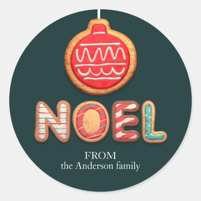 Personalized Cookies Noel with Bauble Holiday Classic Round Sticker (Front)