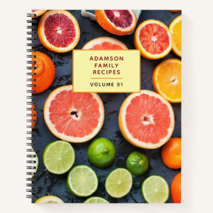 Personalized Cooking Book. Orange Citrus Recipe Notebook