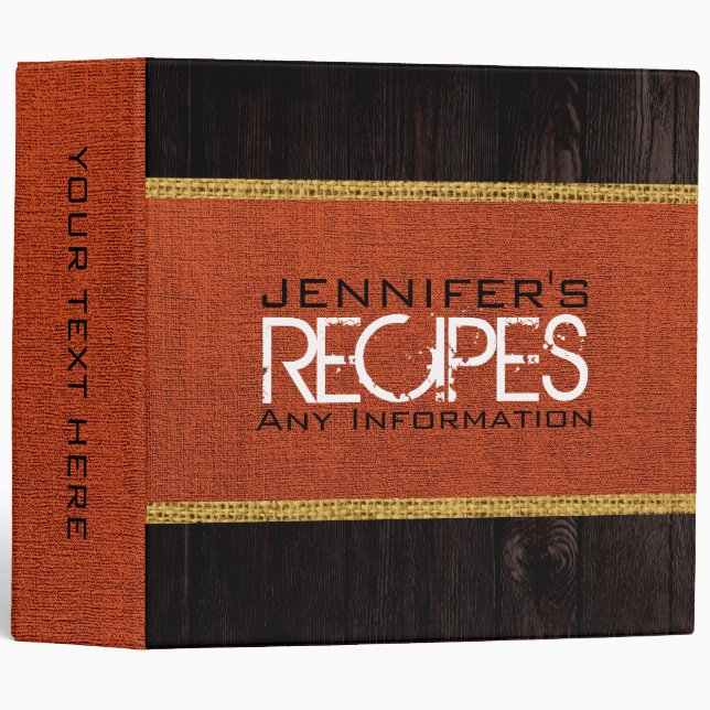 Personalized Cooking Burlap Canvas Binder (Front/Spine)
